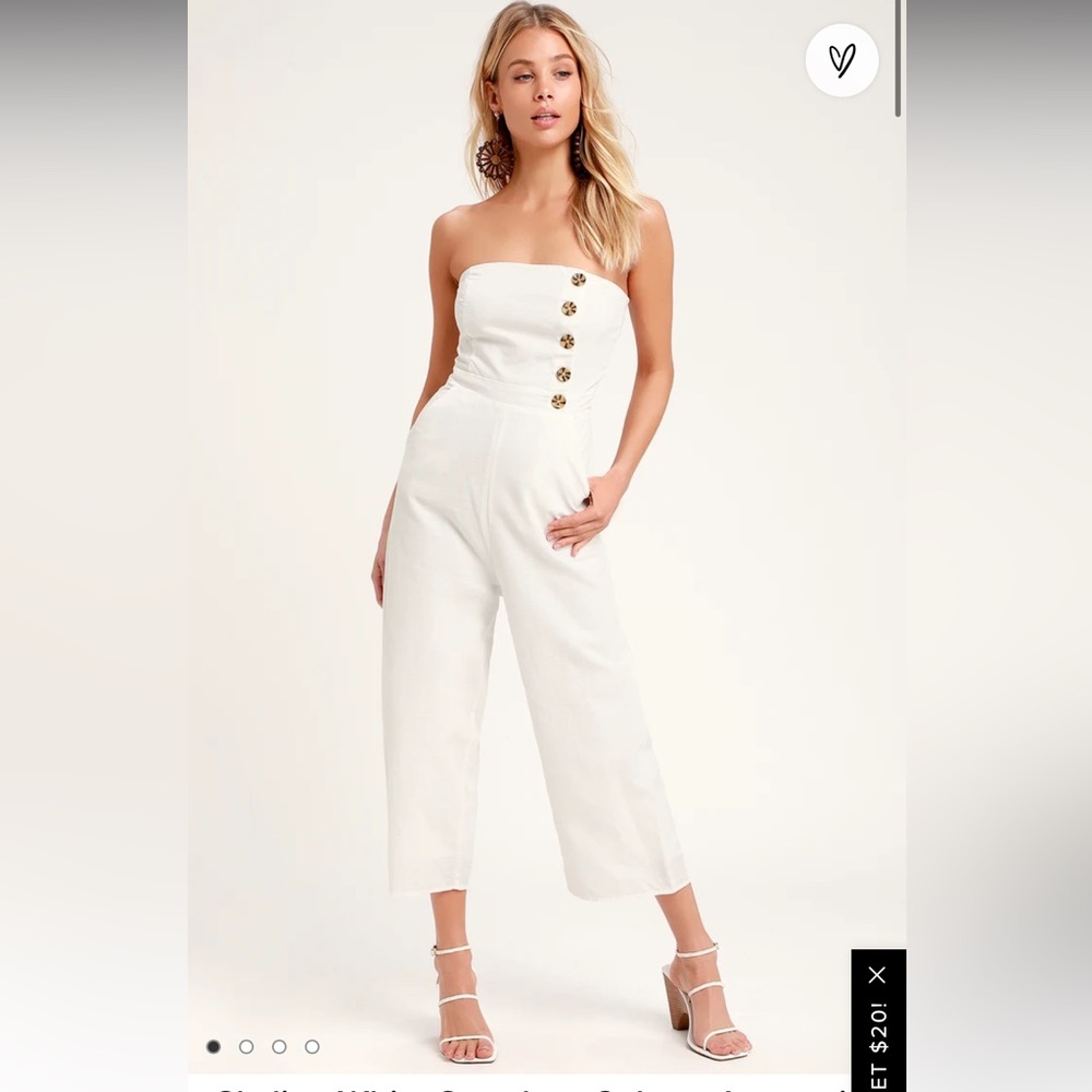 Lulus Skyline White Strapless Culotte Jumpsuit medium minimalist boho